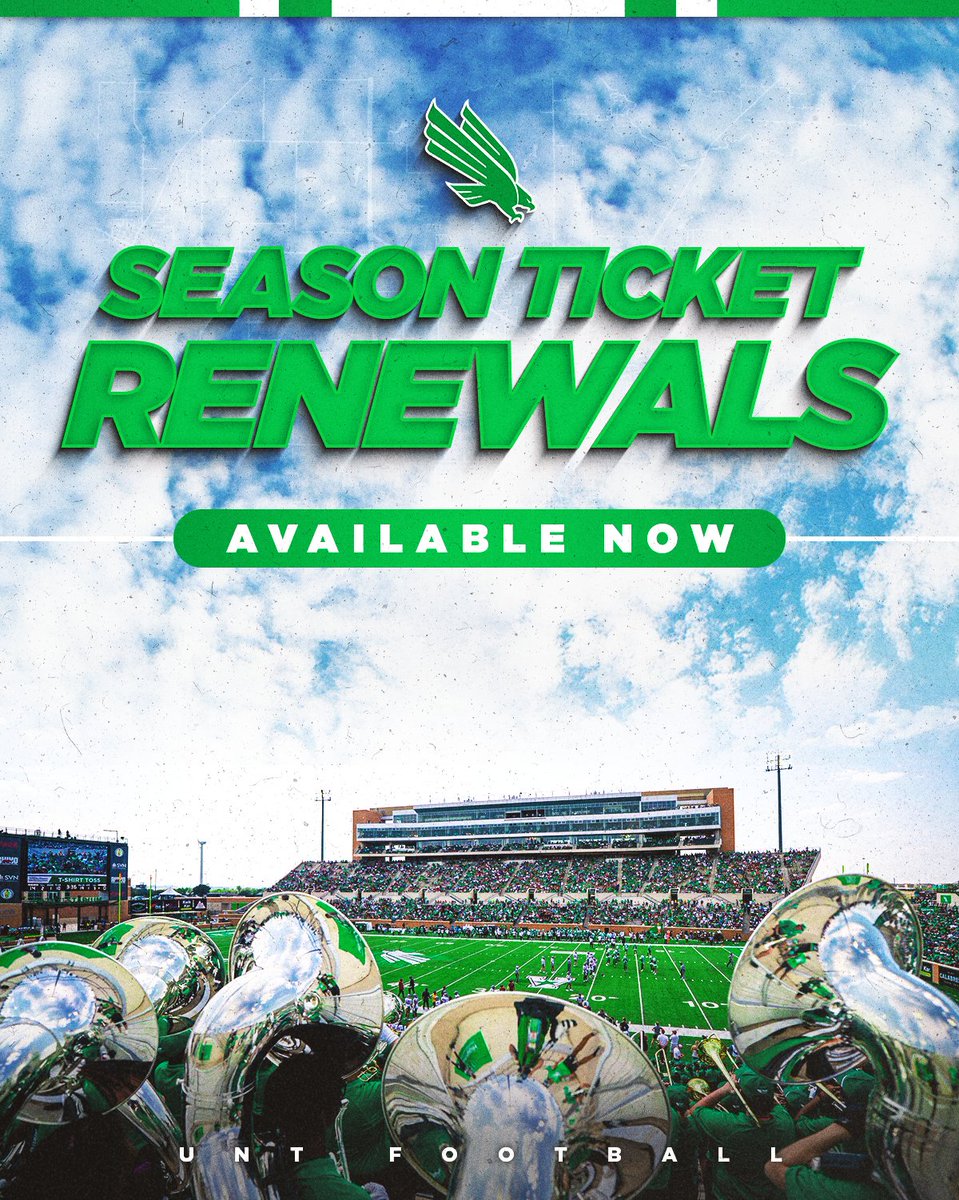 MeanGreenFB's tweet image. UNT Football 2026 Season Ticket Renewals Now Available❗️

🎟️ northtex.as/26FBSznRenewals
🗞️ northtex.as/45c6DGO

#GMG🦅