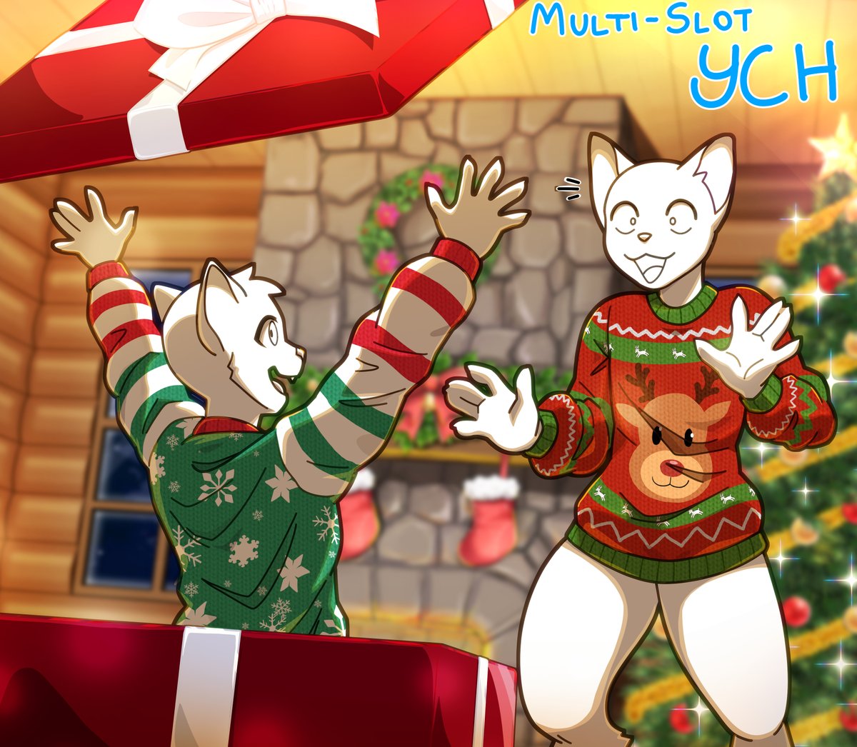 XMas YCH!
Collab with <a href="/mi_arte_malo/">Ilustrador Malo</a>

Price is 40usd

Any gender/species
Base can be altered to fit your character
No extra cost for complexity/add ons/clothes

DM me or comment if you are interested or have any questions!