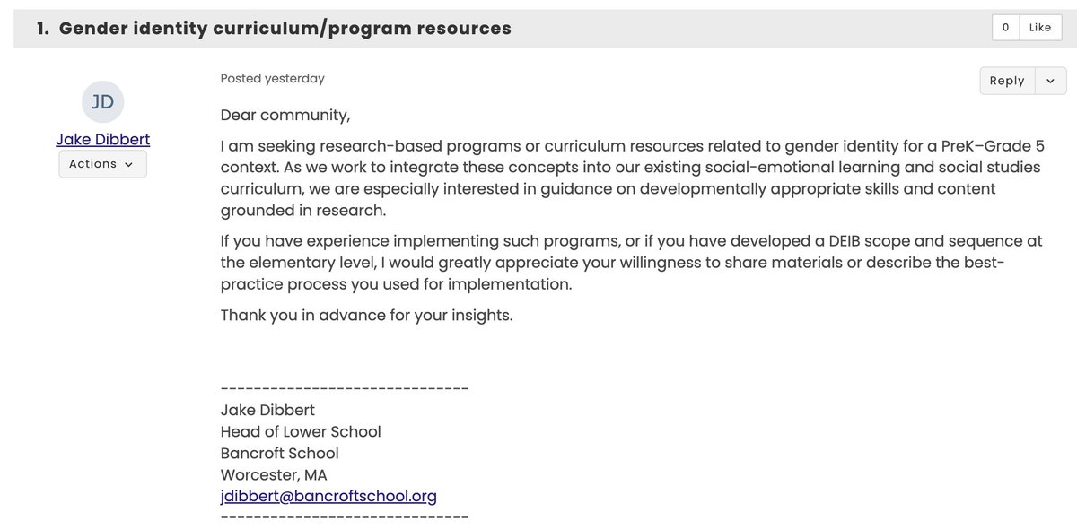 bluffoon's tweet image. This school is seeking guidance on a Gender Identity Curriculum for primary age children. What advice would you give"