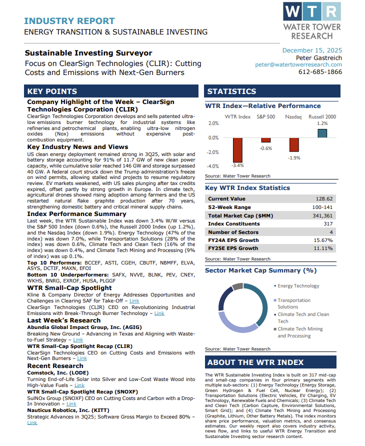 WTR_Research's tweet photo. Don't miss Peter Gastreich's weekly Sustainable Investing Surveyor!

This week's focus company: @ClearSign 

Check out the full report here!

https://t.co/hz1pbO0KhR

$CLIR $BCCEF $ASTI $CGEH $CBUTF $NBMFF $ELVA $ASYS $DCTIF $MAXN $EFOI $SAFX $NVVE $BLNK $PEV $CNEY $WKHS $BNRG $EXROF $HUSA $PLGGF