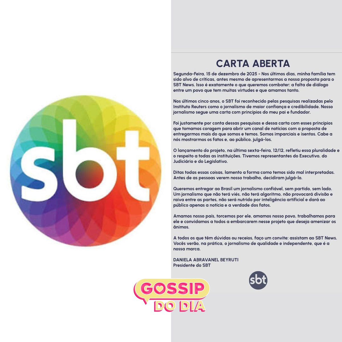 Após o pronunciamento de Zezé Di Camargo a respeito da participação do  presidente Lula no especial de fim de ano do SBT, solicitando que a  emissora não exibisse o programa, o canal, image size:1200x1200