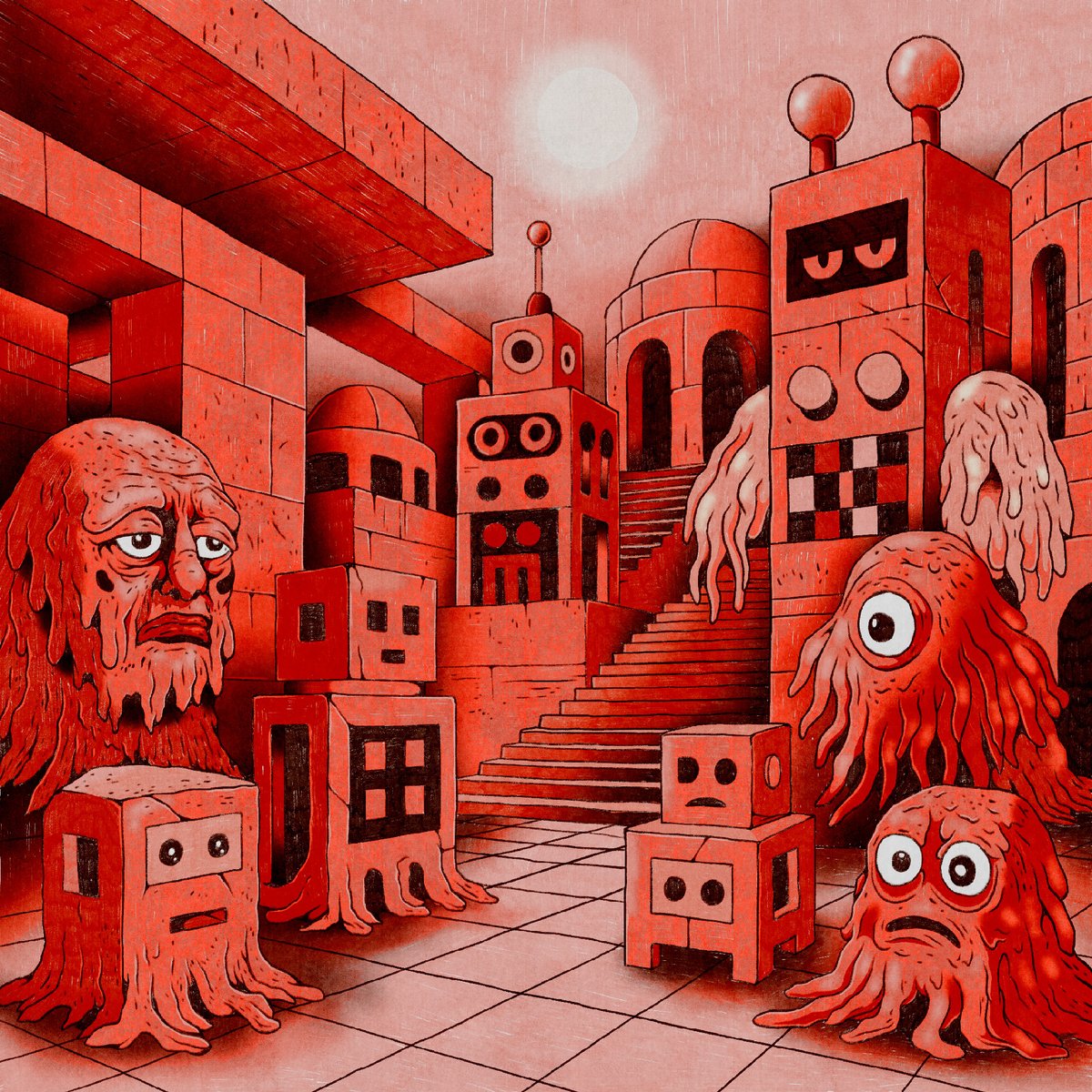 my ipad broke.
i am broke too.
bought a cheap android tablet.
free apps. no vectors. just drawing.
expensive tools were never the point.
limits changed the work, and also changed me.
new year, new skin.

this is ''𝗯𝗹𝗲𝗲𝗱'' - first drop of 2026.