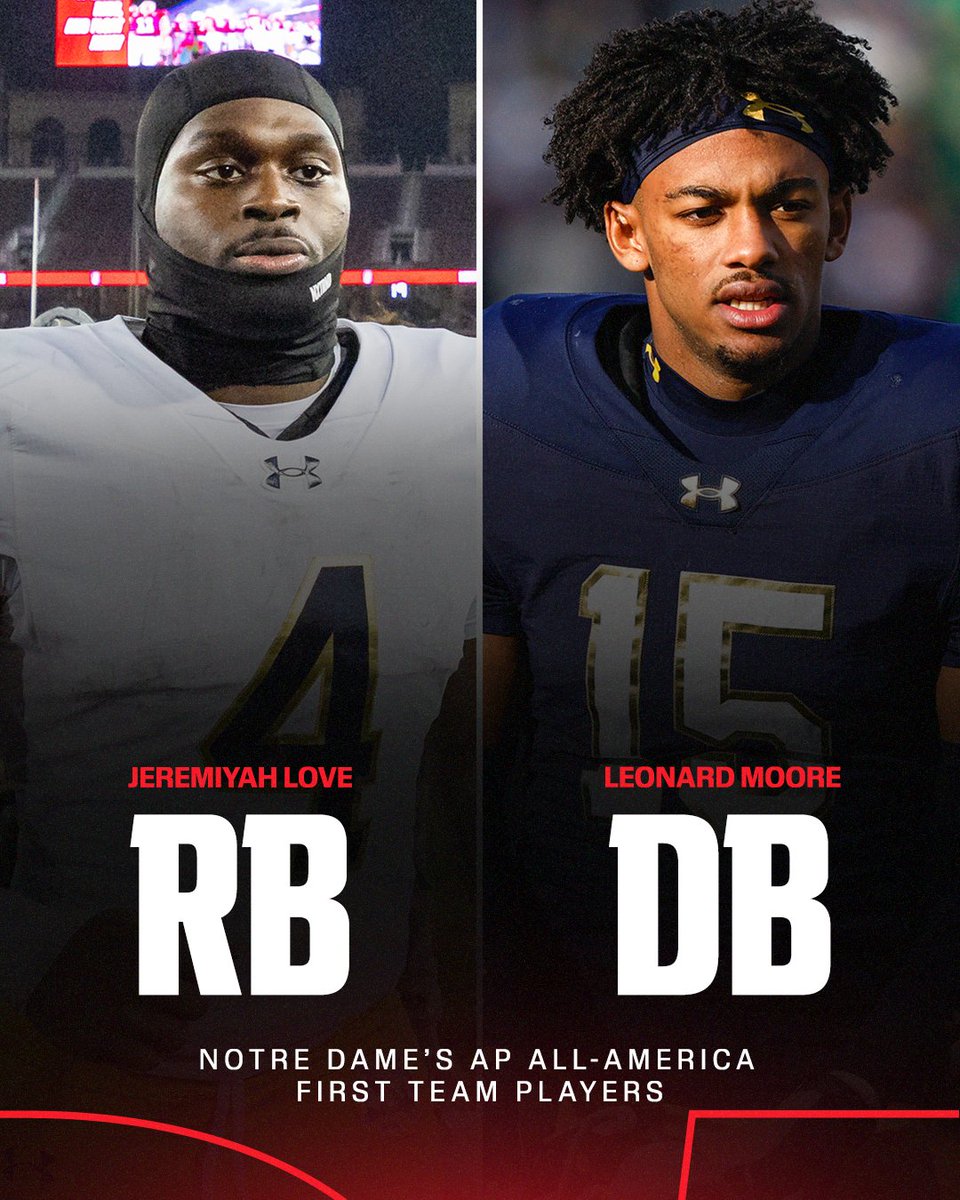 The AP has named an All-America team every year since 1925.

Notre Dame's two 2025 first-team picks increased its all-time lead to 87 😳☘️