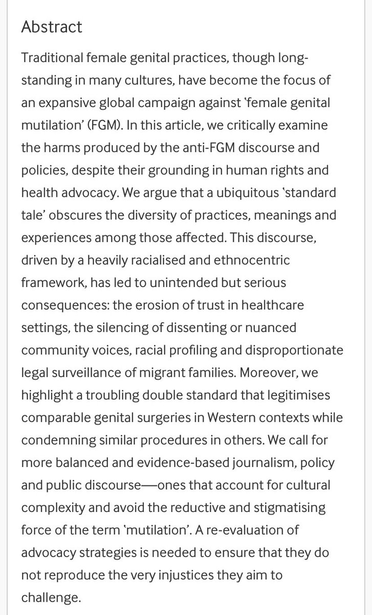 WHAT THE ACTUAL HELL <a href="/bmj_latest/">The BMJ</a>????

It is NOT female genital “practices”. 
It IS mutilation

Shame on every single one of you who contributed to this article. 

***************

The British Medical Journal Group has published an article defending female genital mutilation