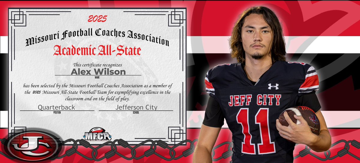 JayPrideFB's tweet image. Exciting News.  Alex Wilson has been named to the @mofbca Academic All-State team.