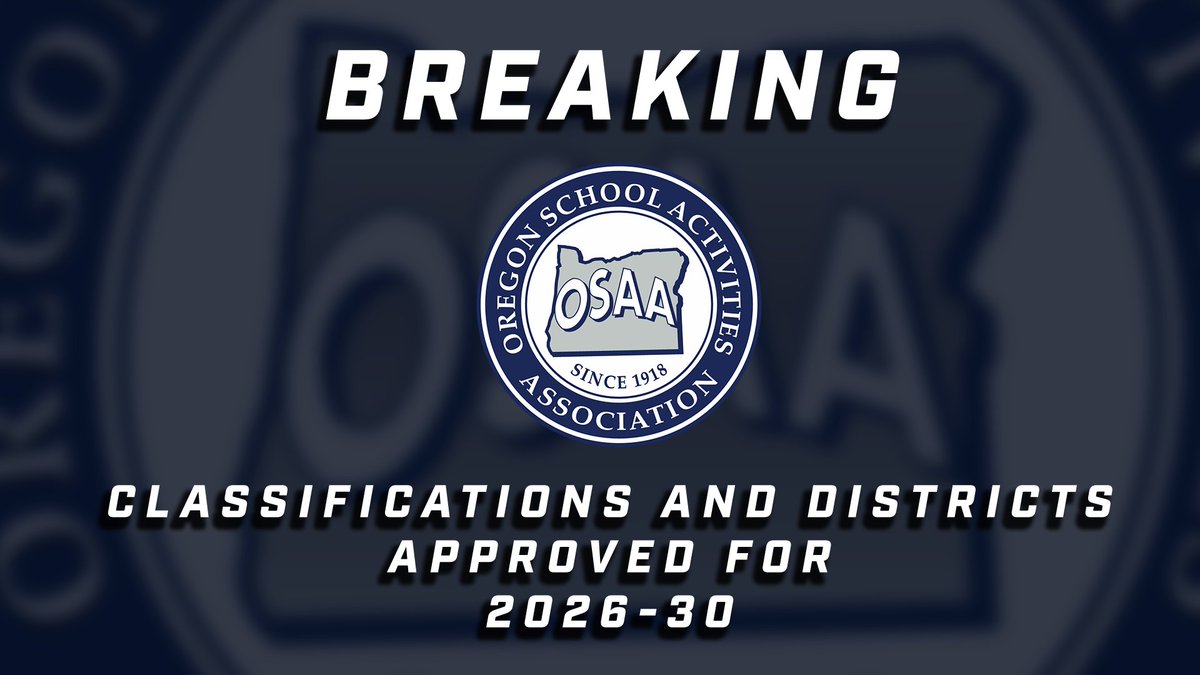 OSAASports's tweet photo. 🚨🚨BREAKING NEWS🚨🚨

Classifications and districts approved for 2026-30.

The Executive Board and Delegate Assembly approved three amendments to the committee's recommendation, and the association will continue to operate under a six-classification system.

More information: https://t.co/aLlZLzEb5q

#opreps
