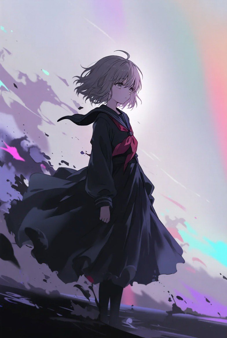 Artificialbabe7's tweet photo. 凍える空に
紫の刃が閃く
少女は歩む
スカーフを鋭く切り裂く風に
白い息が
凛とした決意を刻む
新たな光を
迷いなく、迎え撃つ https://t.co/cuBF2Mtygn
