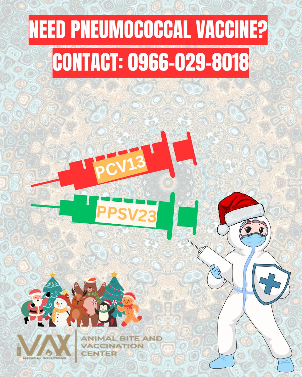 IvaxRoxas's tweet photo. Pneumococcal are still AVAILABLE!!! Get your shot now!!
📷PCV13
A pneumococcal conjugate vaccine that protects against 13 types of pneumococcal bacteria. It's given as a series of four injections.
📷PPSV23
A pneumococcal polysaccharide vaccine that protects against 23 https://t.co/hy7SqzYUuY