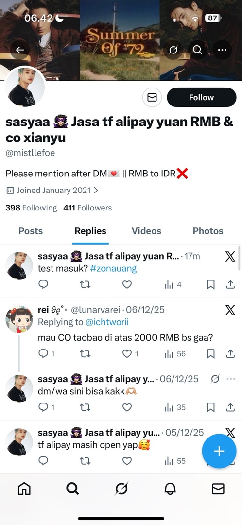 BUZZ! ANYONE PLEASE BE CAREFUL SAMA AKUN INI! DIA SATU MINGGU LALU UDAH  DELETE ACCOUNT. SEKARANG AKTIF LAGI. KENA TIPU 4,5JT. MINTA TF KE WALLET. BANTU REPORT GUYS