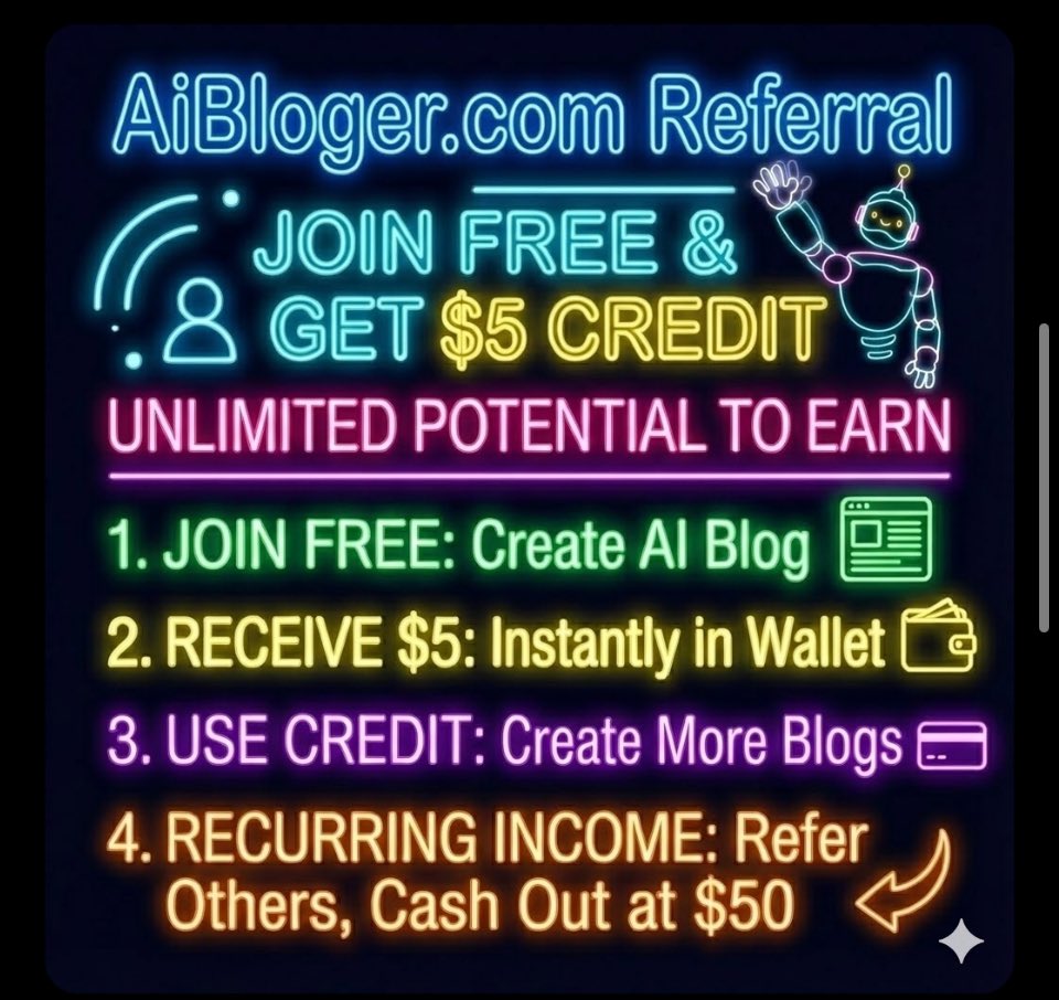 AIBlogWriter's tweet image. Refer AI Blogs - $0 to Start: Unlimited Potential to Earn. 
Don't just watch your content grow, earn real cash with it.
aibloger.com/refer