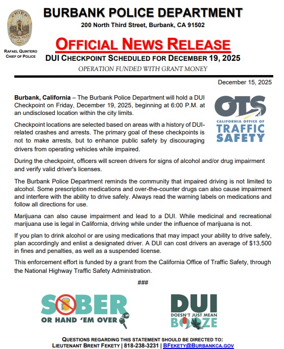 Burbank Police tweet media