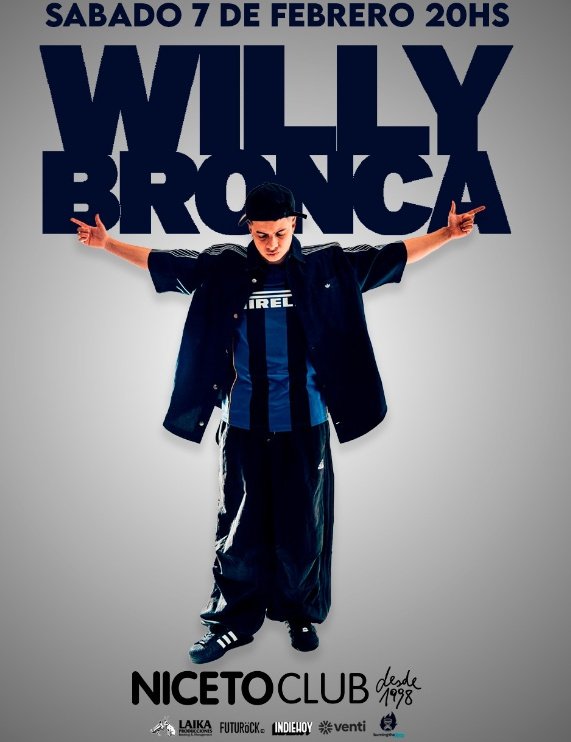Willy Bronca Anuncio su Niceto!!
Entradas:venti.com.ar/evento/willy-b…