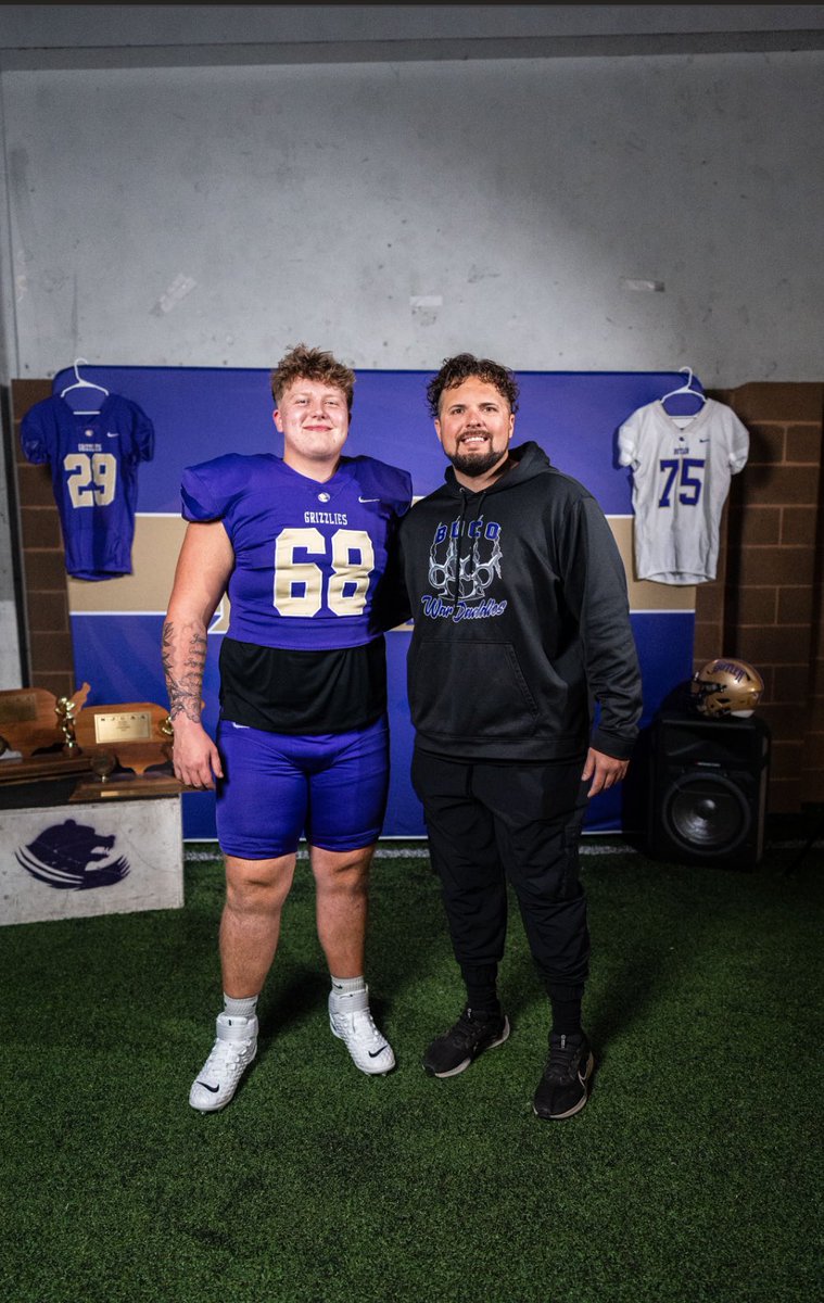NOLANCENTER1's tweet photo. Excited to announce I will be continuing my college football career at Butler Community College! 6’4”, 315lbs IOL @ButlerGrizzlyFB @CoachNiccum66 #WarDaddy #BuCoBuilt https://t.co/JwZrFwIvEq
