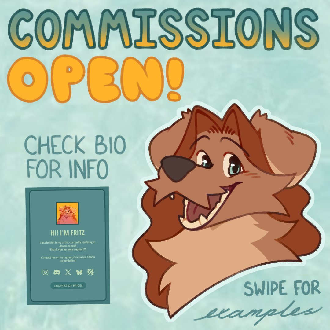 Fritz72328083's tweet photo. 🎉 I’M OPENING COMMISSIONS! 🎉
 I’ve opened up for 3 SLOTS! 

DM FOR ENQUIRIES or check my BIO

This will work as a first come first serve*

If  you aren’t interested in a commission, reposting this so it can find  people that will is also a MASSIVE support as a small artist <3 https://t.co/LJn2SWYd2q
