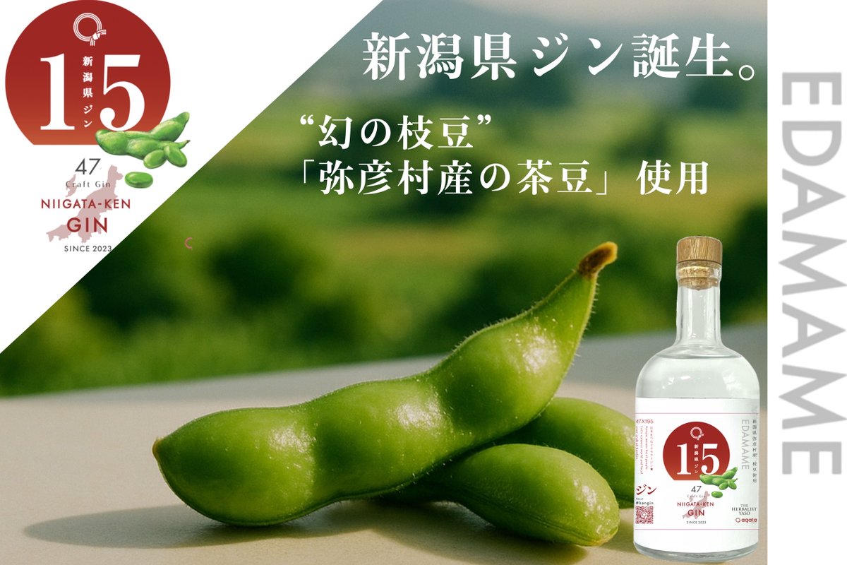 新潟県ジン、誕生――――。 “幻の枝豆”と呼ばれる弥彦村産「茶豆」。 規格