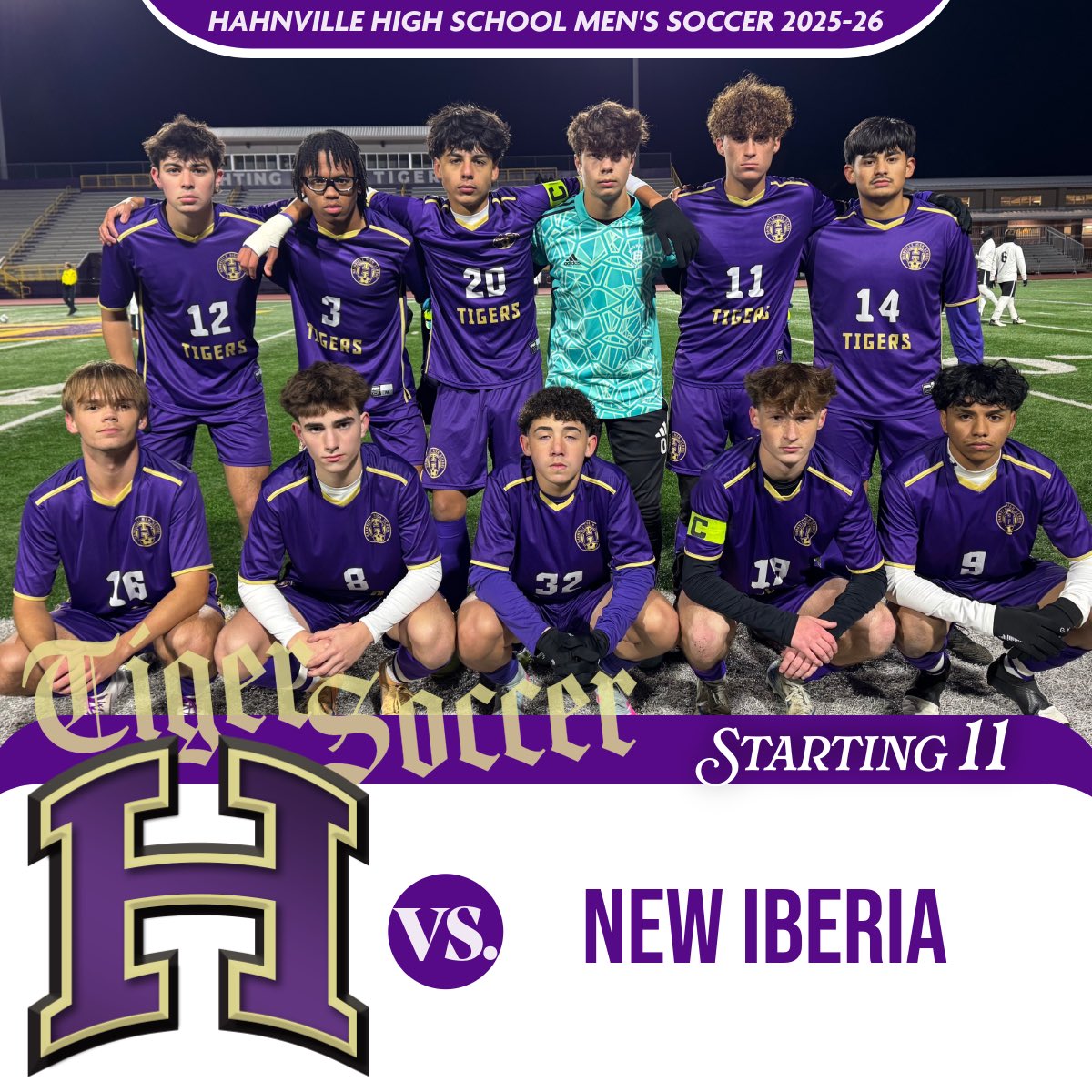 Starting group vs. New Iberia. 
Let’s Geaux boys! 🐅 ⚽️