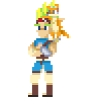 Prinroze's tweet image. Wanting to share my new piece I'm pretty proud of tbh with just 3 weeks of practice. Showing my love to one of my favourite duos in gaming! #art #pixelart #JakandDaxter #beginner