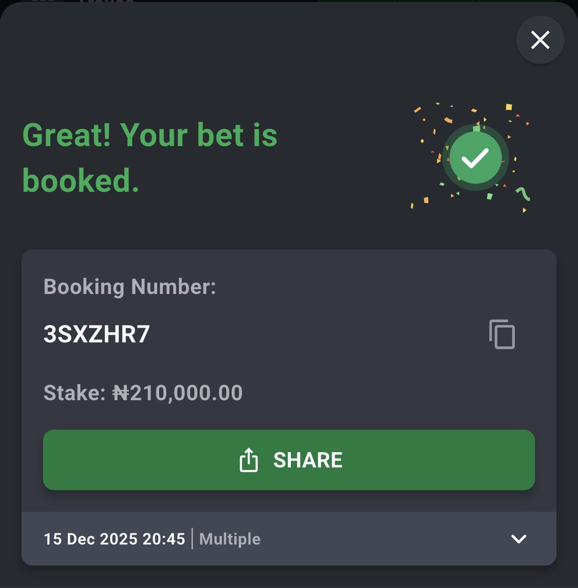GAMESBYKAYDOX's tweet photo. MIDNIGHTS BOOM 💥✅✅
@Bet9jaOfficial 

3SXZHR7
3SXYXW7
3SXZB8F
3SXYX5M
3SXX22P
3SXX3RL
3SXZBVK -X
3SXZD6M -X

#Bet9jaCode
#Bet9jaCode https://t.co/5sg4PMWPRG