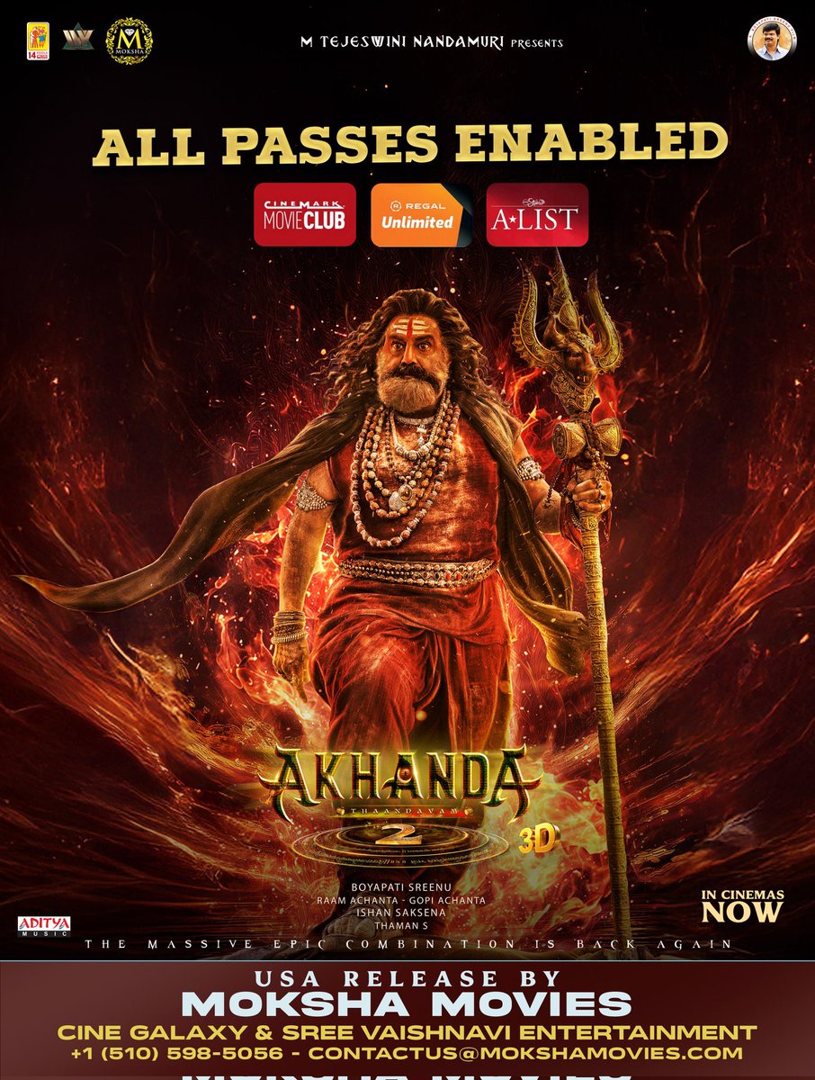 NBKPhillyFans's tweet photo. ALL PASSES ENABLED. 🔥
మాస్‌కి మహారాజ్ వచ్చాడు! 💥
NBK అంటే లెక్కలు కాదు — థియేటర్ దద్దరిల్లుద్ది! 🔱
USA లో Akhanda Thaandavam! 🌋

#Akhanda2 #NBK #Thaandavam #MassStorm #AllPassesEnabled https://t.co/37GZkVM9Do