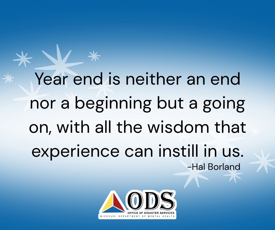 DMHDisaster's tweet image. As we approach the end of another calendar year, think of it as not the beginning or end, but a chance to use the experiences from the past to shape the future.