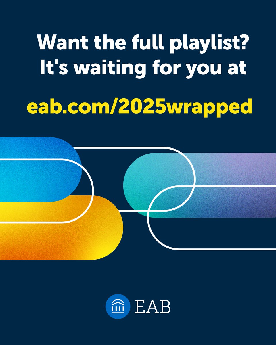 EAB's tweet image. 2025 pushed every campus to rethink how it tells its story.

So we pulled together the resources #highered leaders came back to again and again this year. From #enrollment strategy to brand confidence, AI readiness to student success, here’s what shaped your conversations in