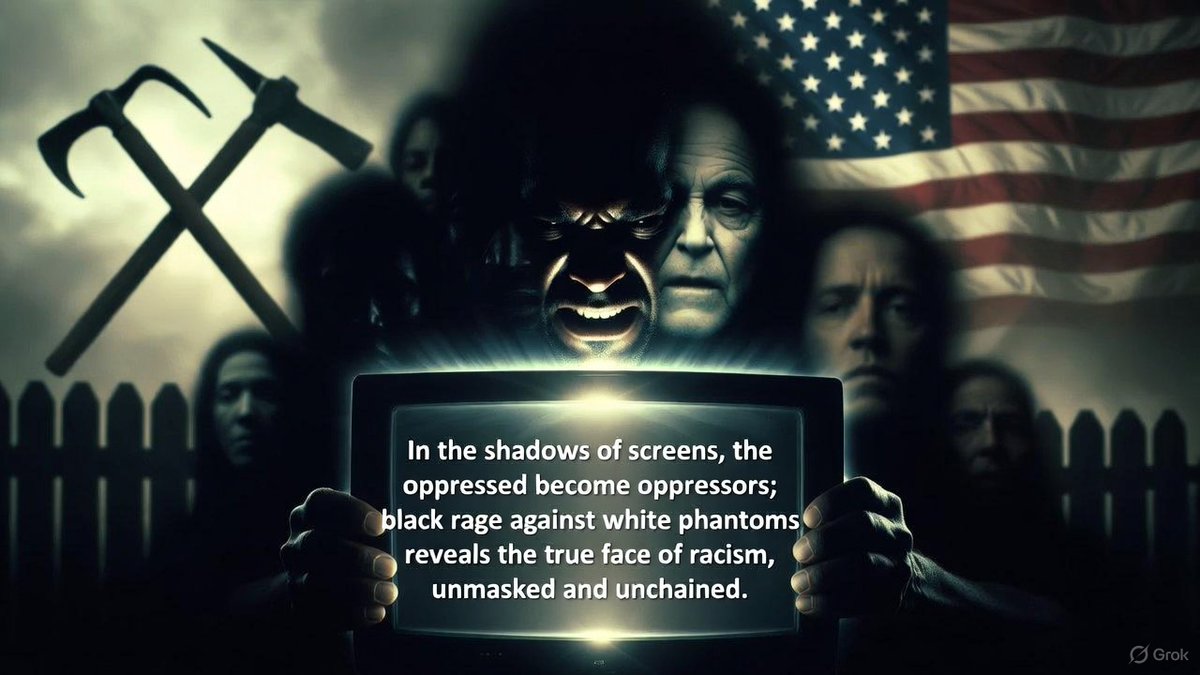 Silwerstone1's tweet photo. In the shadows of screens, the oppressed become oppressors, black rage against white phantoms reveals the true face of racism, unmasked and unchained.

Silwerstone
15/12/2025
#FixSA
