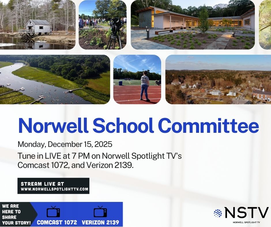 The Norwell School Committee will be discussing PTO and School Council Activities for the rest of the year.

Tune in LIVE at 7 PM on Comcast 1072 and Verizon 2139. You can also click below to watch NSTV's livestream or access it via our iOS app.

norwellspotlighttv.com