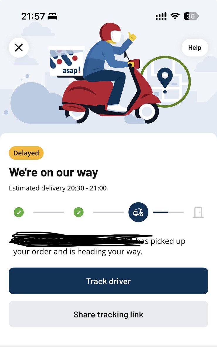 roniv's tweet photo. @PicknPay please advise? An hour and a half later and still on his way? Why even offer this service if ASAP don’t apply? https://t.co/OQ1Wr68ZmP