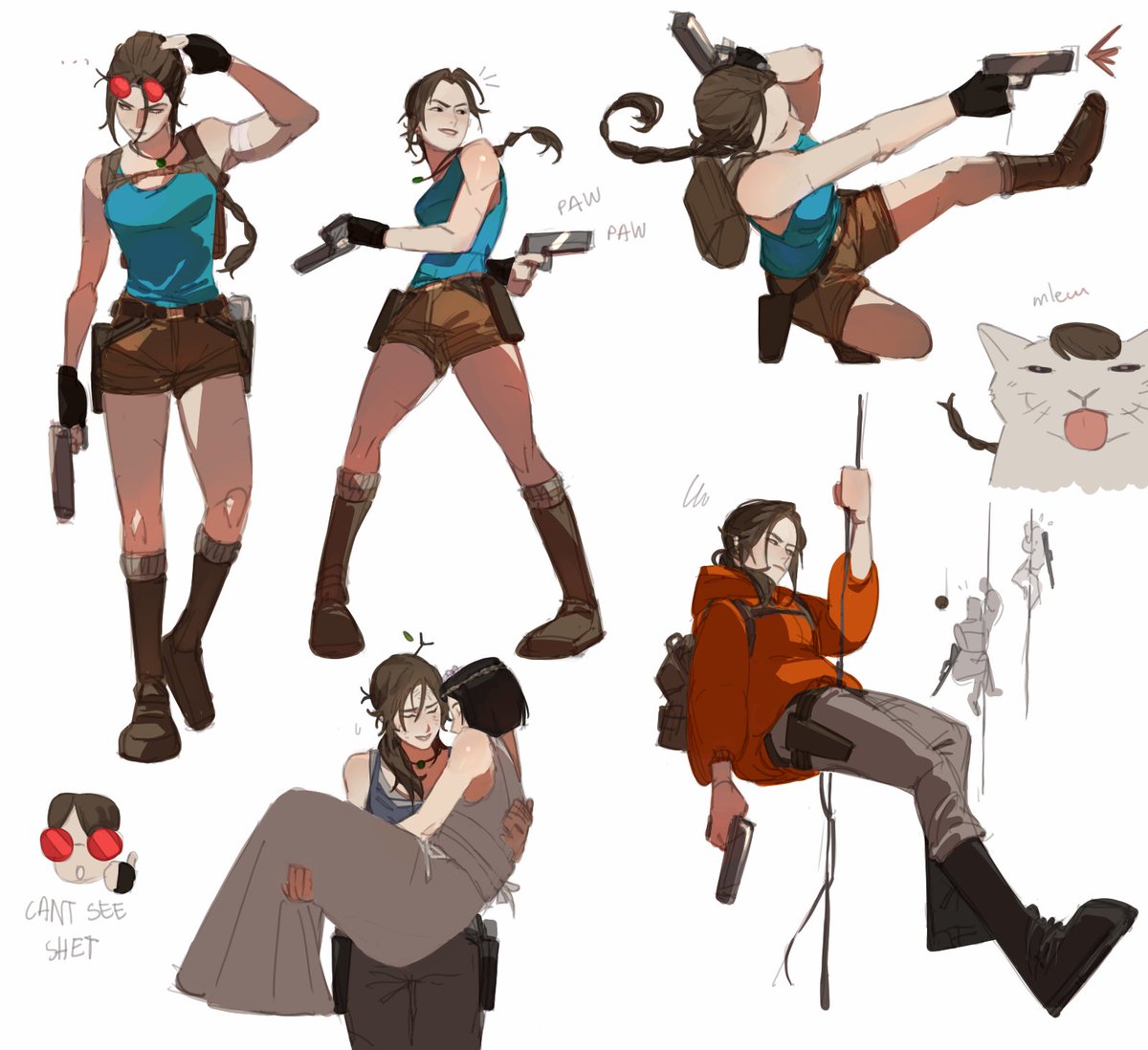 Lara Coft silly sketches colored because I missed my wife like crazy

Also trying new coloring style as I recover from school....