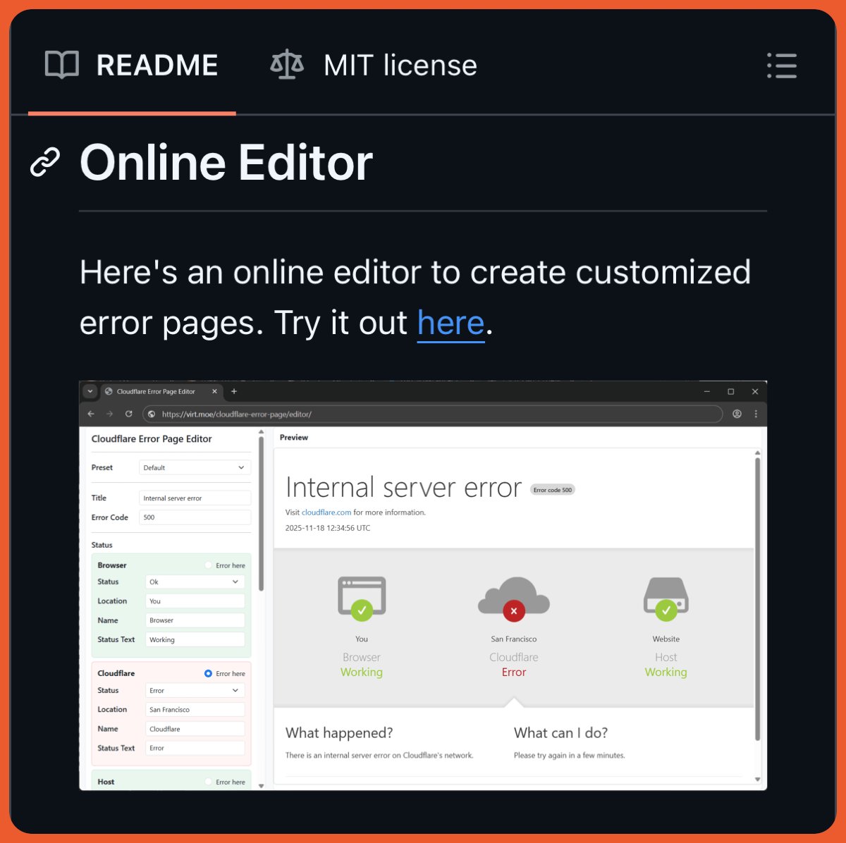 RT @GithubProjects: Generador de páginas de error de Cloudflare: Fallo de producción. Culpen a Cloudflare. Arréglenlo di