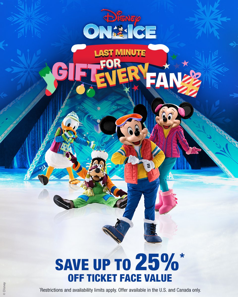 A magical gift for everyone! Celebrate the season with Disney On Ice this  Thursday - Sunday and save up to 25% on tickets with code HLCA25. 🎟️  https://t.co/u8LgyJhShq Offer valid on select