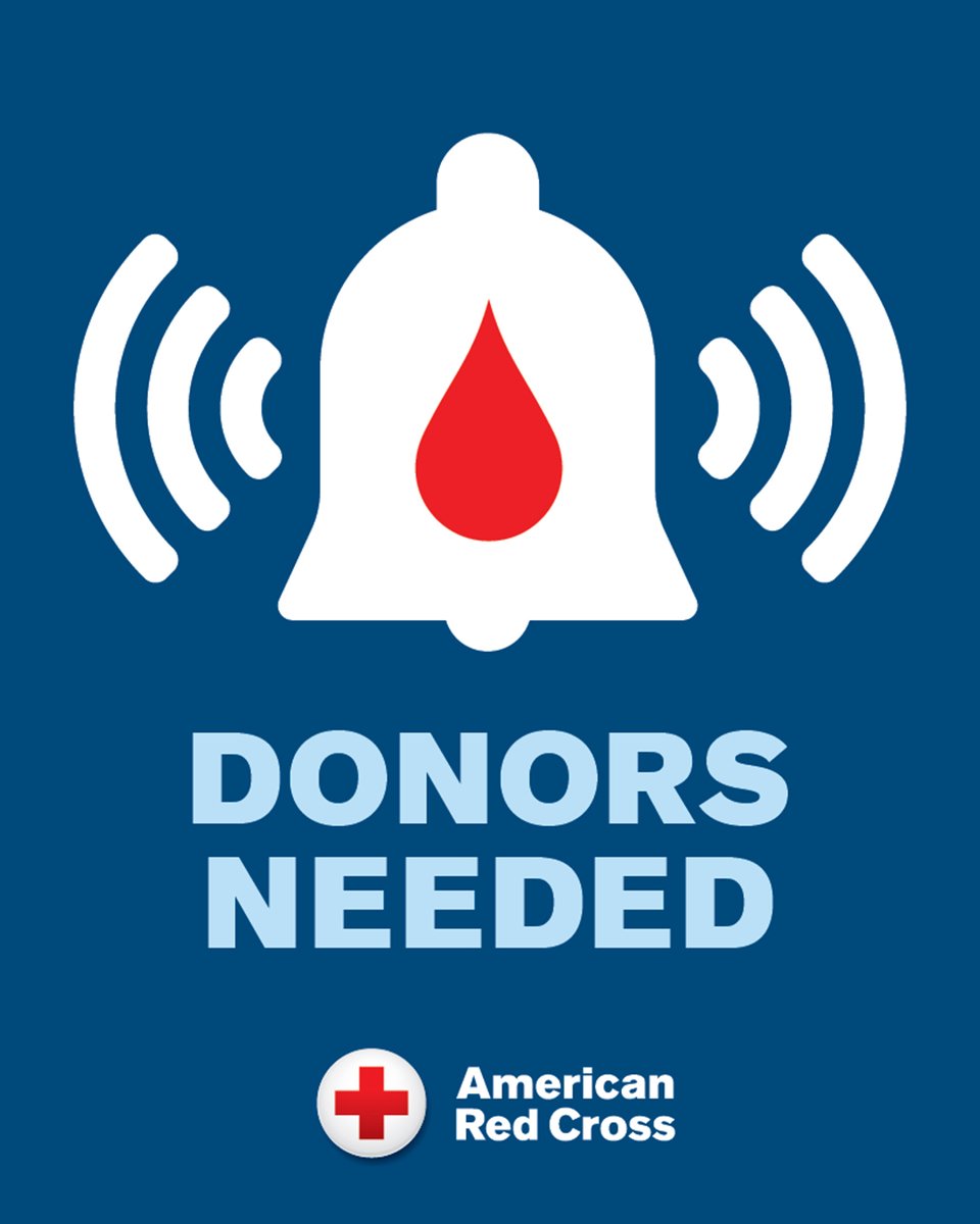 RedCross's tweet image. Blood donors — especially those with types O, A- and B- — are urgently needed to keep up with hospital demand. Help ensure that the U.S. blood supply is ready for emergencies and everyday patient needs by scheduling an appointment to donate blood: rdcrss.org/3MBrjli