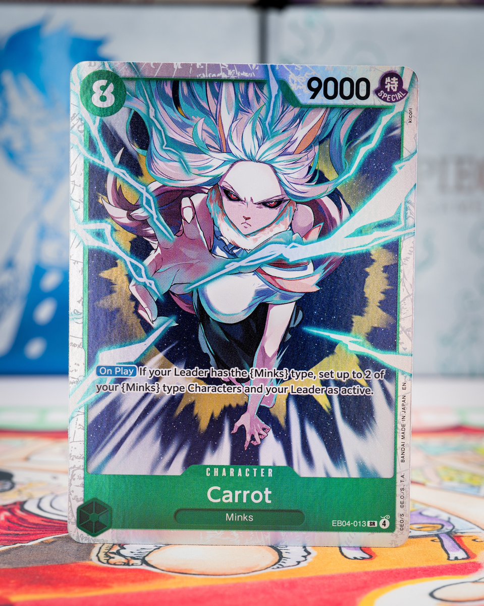 Official in-person shots of the alt art and regular Carrot cards