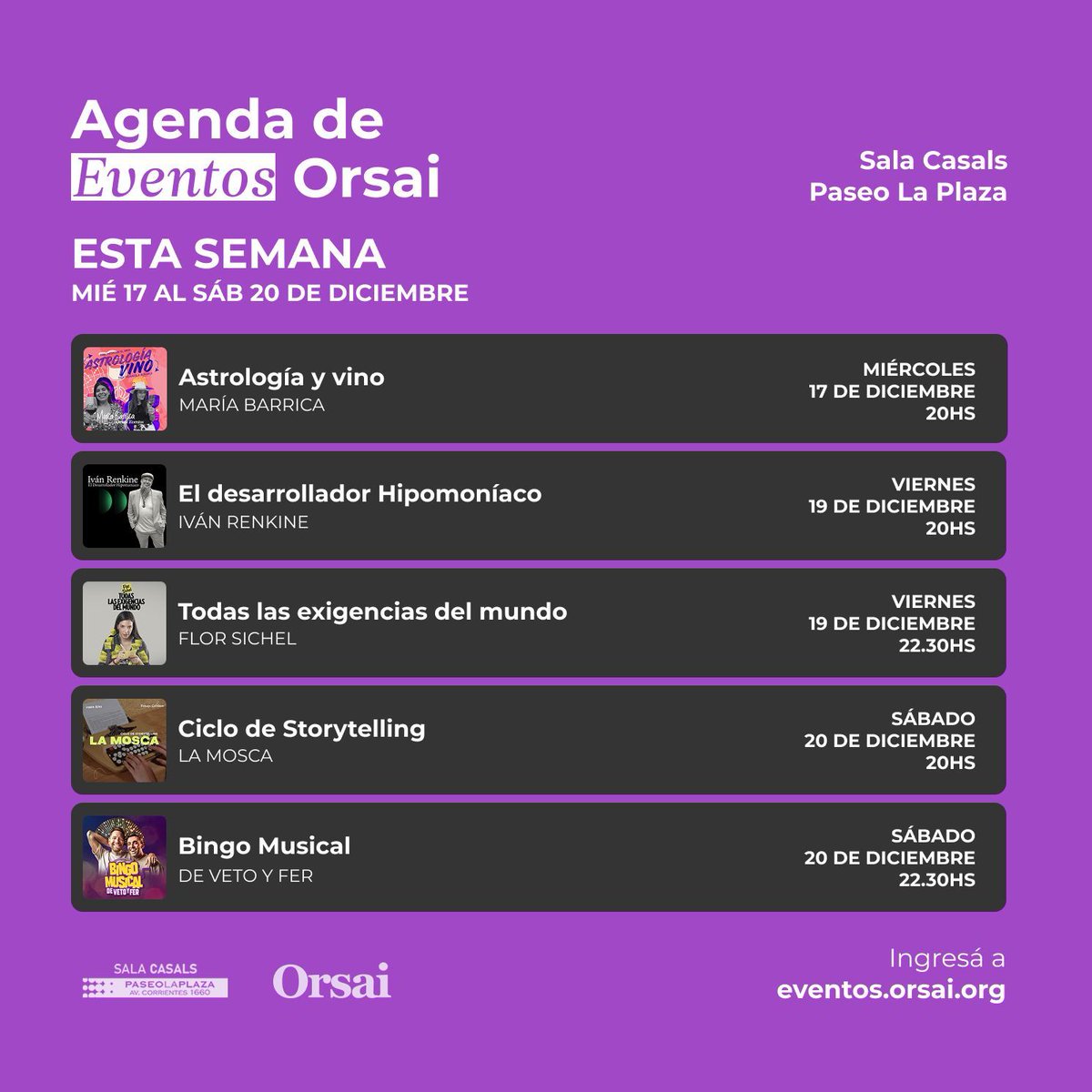 Así cerramos el maravilloso 2025 en la Sala Orsai ✨
Charlas, shows, vino, risas, magia y encuentros que quedan.
Gracias a quienes estuvieron del otro lado.
Nos vemos en 2026 ❤️
Agenda y entradas 👉 eventos.orsai.org