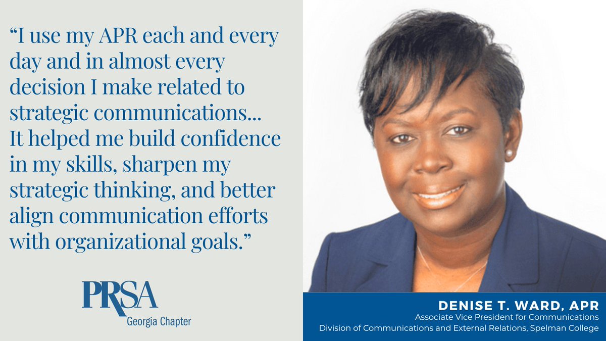 Denise T. Ward, Associate Vice President for Communications at Spelman College, is our #ActivateYourAPR spotlight this month! She’s using her APR to drive strategy, purpose, and impact in her work.