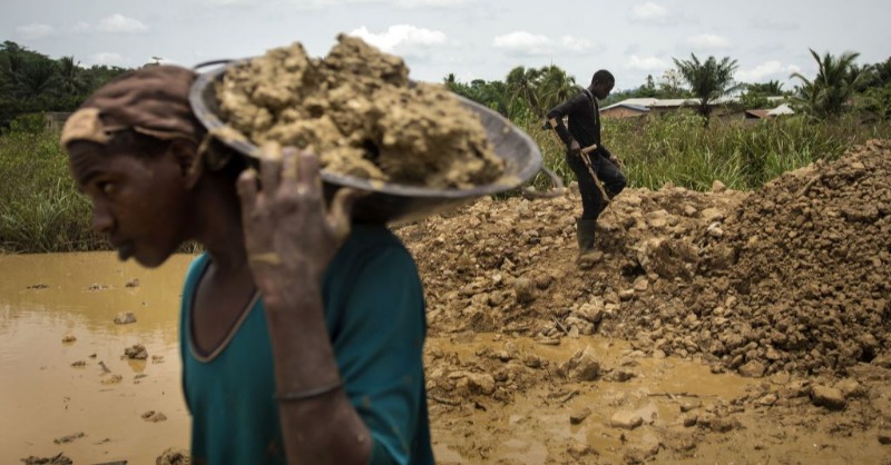 ADFmagazine's tweet photo. Illegal gold mining is devastating the DR Congo.