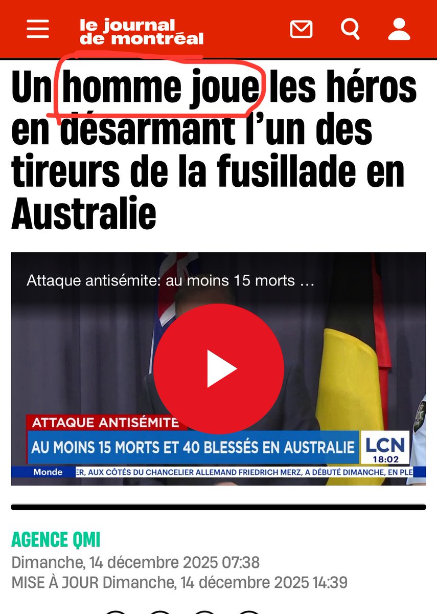 info_CQCI's tweet photo. Aucune mention de la religion islamique d’Ahmed al Ahmed. Le Journal de Montréal a titré à la une: « un homme ».  
En outre, le tabloïd considère qu’Ahmed « joue les héros »!!!
#islamophobie #Québec https://t.co/ib9XWjmJ9U