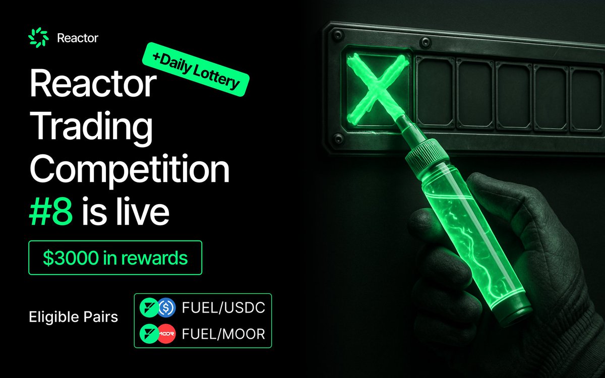 ReactorDEX's tweet image. Reactor Trading Competition 8 is LIVE

New this round: Daily Targets and Boost Mechanics!

Enter the surge → reactor.exchange/competitions
