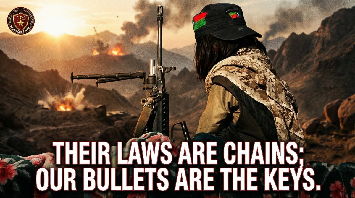 SarmacharMedia's tweet photo. Their Laws Are Chains;
Our Bullets are the Keys

#Baloch
#Balochistan https://t.co/pjztzk83nG