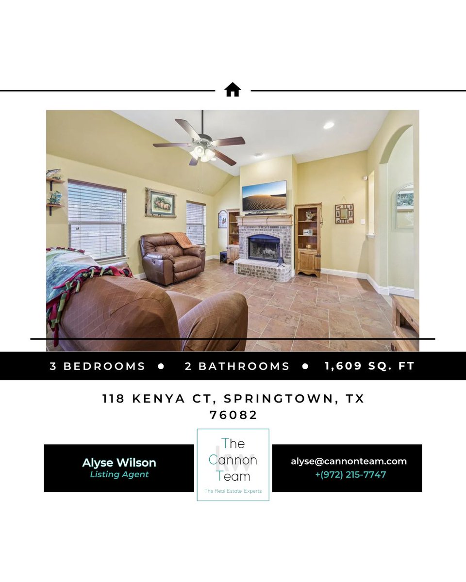 ChristieCannon's tweet image. 🏡 Just Listed for Lease | 118 Kenya Ct, Springtown, TX
3BR | 2BA | 1,609 SF on a FULL ACRE
No HOA, wood-burning fireplace, covered patio &amp;amp; no neighbors behind! Rare country lease—move fast before it’s gone.
#ForLease #SpringtownTX #NoHOA #ChristieCannonTeam