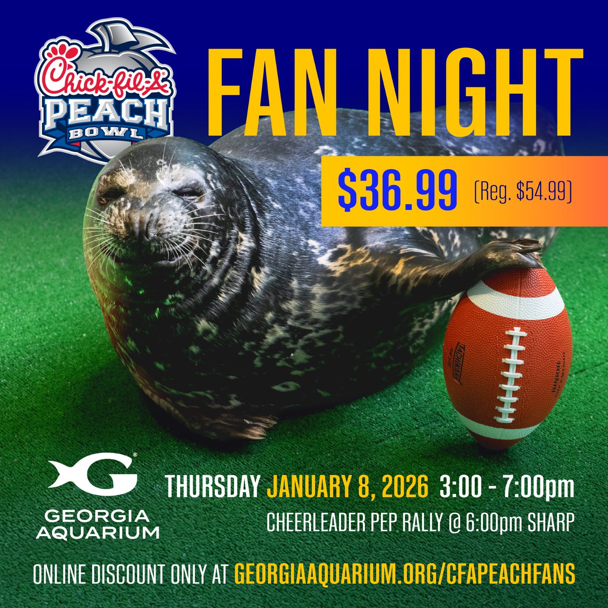 CFAPeachBowl's tweet photo. We’re giving away a pair of tickets to the @GeorgiaAquarium! 

To enter: 
1️⃣ Follow us 
2️⃣ Repost 
3️⃣ Comment down below the answer to this trivia question: In what year was the Peach Bowl first played? 

#CFAPeachBowl https://t.co/UUbI2xaTin