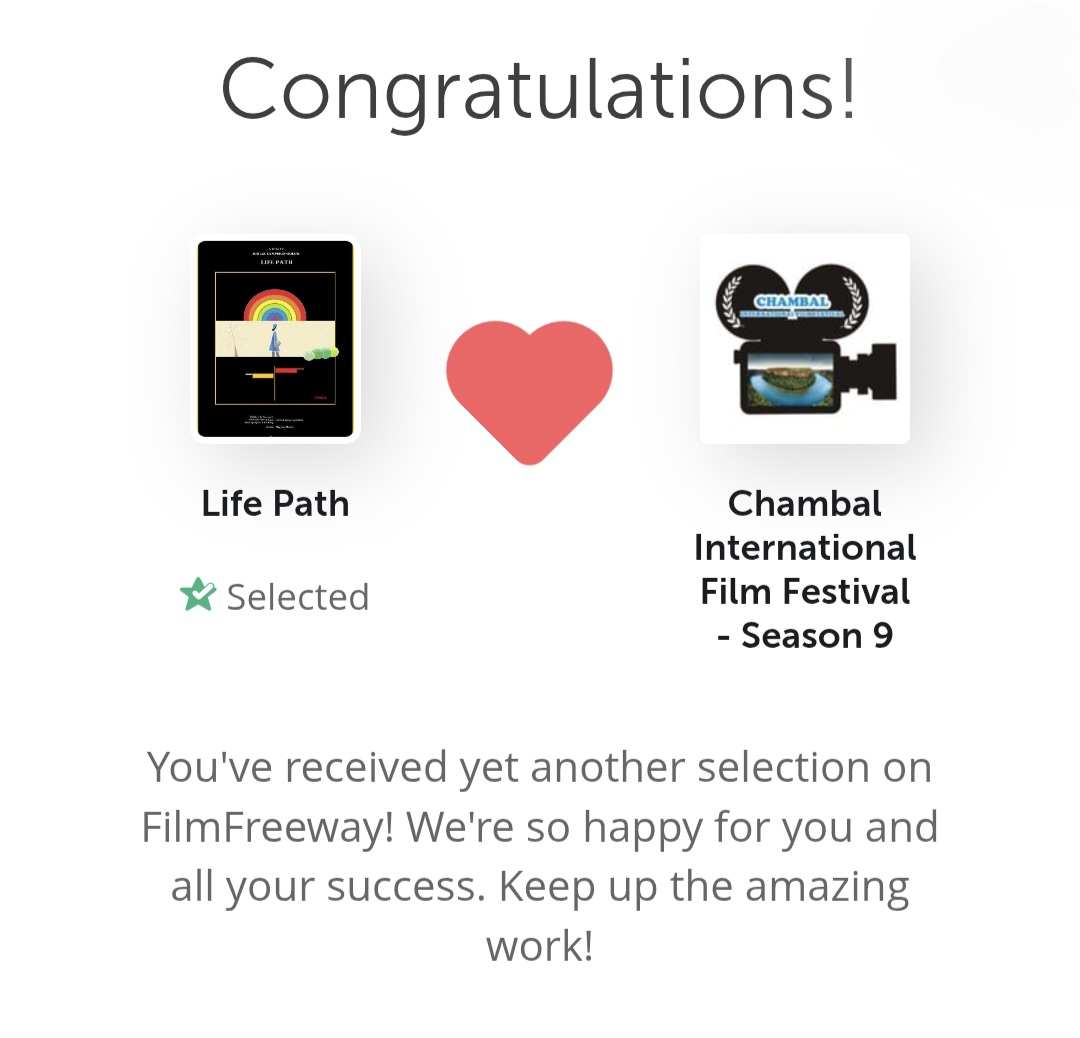 ioulialibera's tweet photo. Amazing news! ๐ฌ๐ "Life Path" was just selected by Chambal International Film Festival - Season 9 via https://t.co/AFpfGZuRoY ! #poetry #writer #author #short #art #experimental #videopoetry #shortfilm #filmfestival #filmmaking https://t.co/4NI9DGdfOP