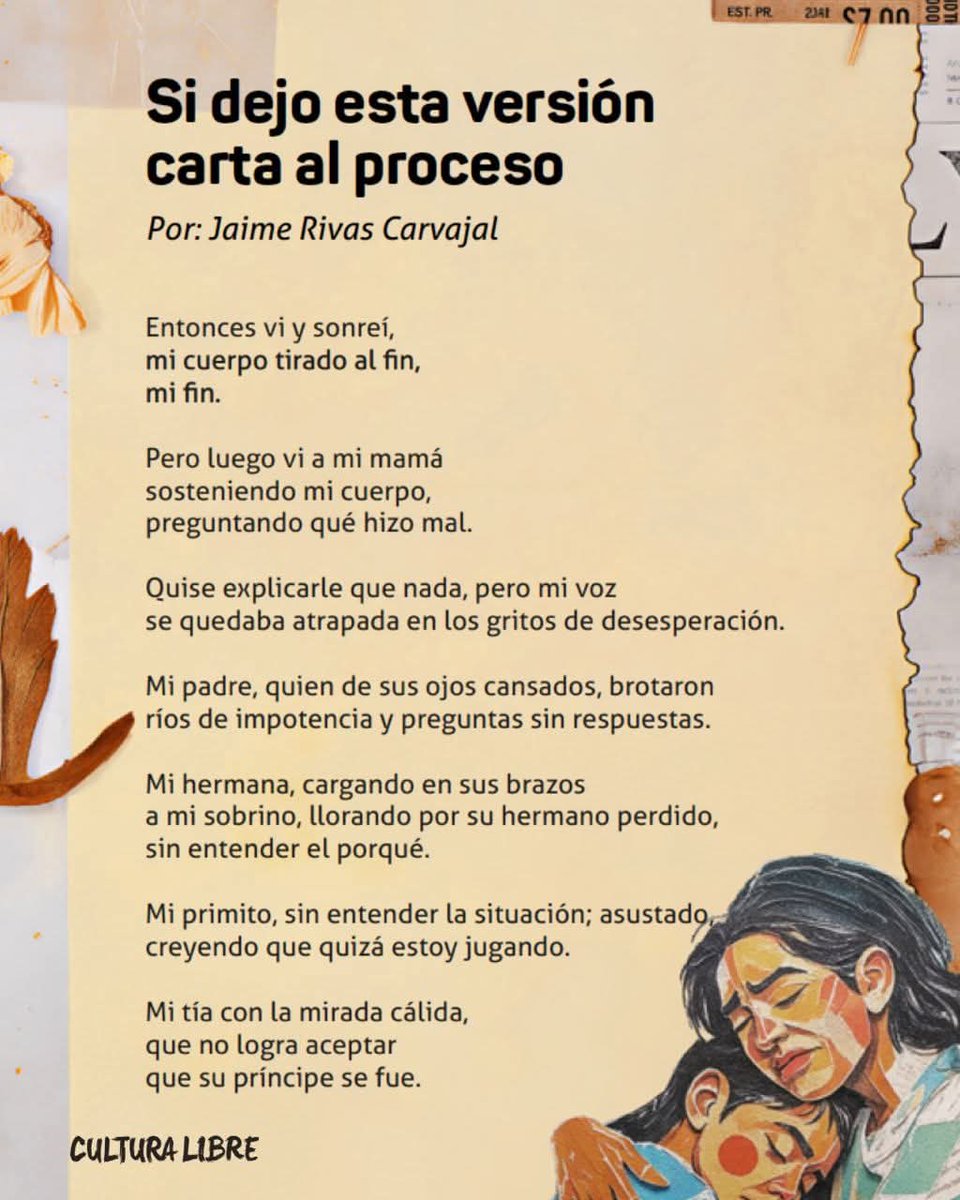 Entonces vi y sonreí,
mi cuerpo tirado al fin,
mi fin…
.
.
📲Leé este y otros poemas completos en nuestro sitio web rculturalibre.com