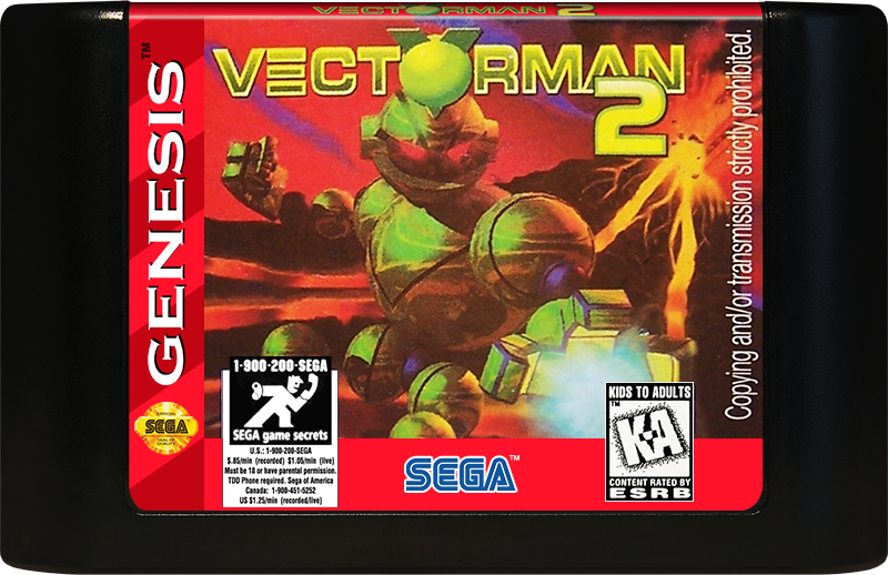 RetroEvery's tweet photo. Whoa, Vectorman 2 on Sega Genesis – that box art screams 90s liquid metal destruction! Epic boss fights, fluid run 'n' gun action, and visuals that pushed the 16-bit limits. Underrated gem! #Vectorman #SegaGenesis #RetroGaming https://t.co/x14WtQTTp6