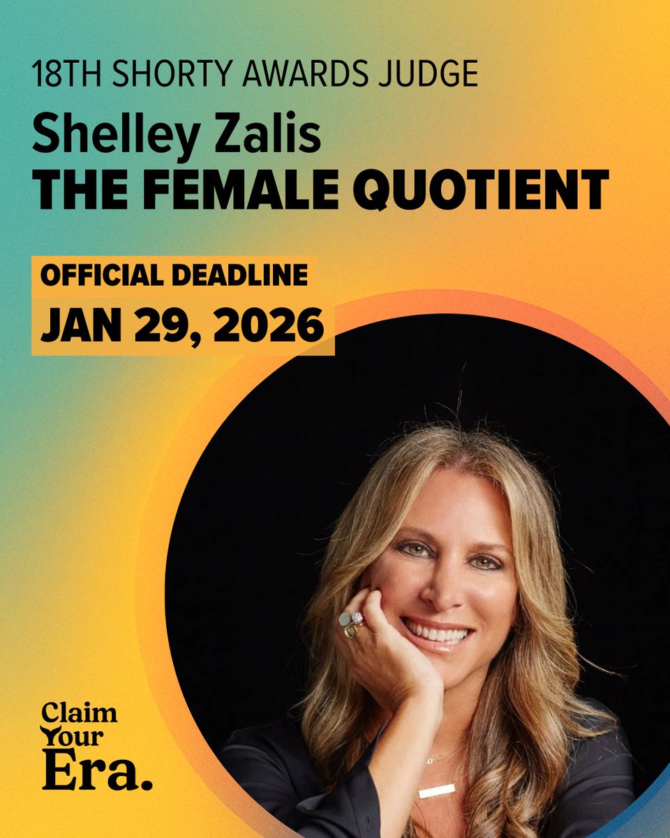 shortyawards's tweet image. Meet 18th #ShortyAwards Judge Shelley Zalis of @femalequotient, bringing her perspective to this year’s panel.

This season’s theme "Claim Your Era" is a call to action. Our judges are looking for work that sets the tone for the era you want be known for. Take a look at Shelley's…