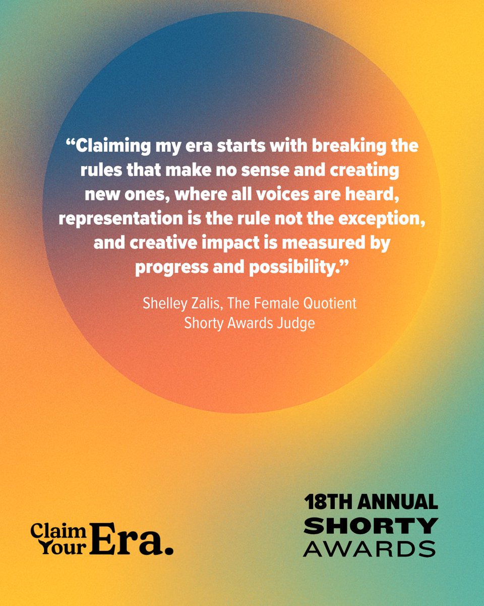 shortyawards's tweet image. Meet 18th #ShortyAwards Judge Shelley Zalis of @femalequotient, bringing her perspective to this year’s panel.

This season’s theme "Claim Your Era" is a call to action. Our judges are looking for work that sets the tone for the era you want be known for. Take a look at Shelley's…