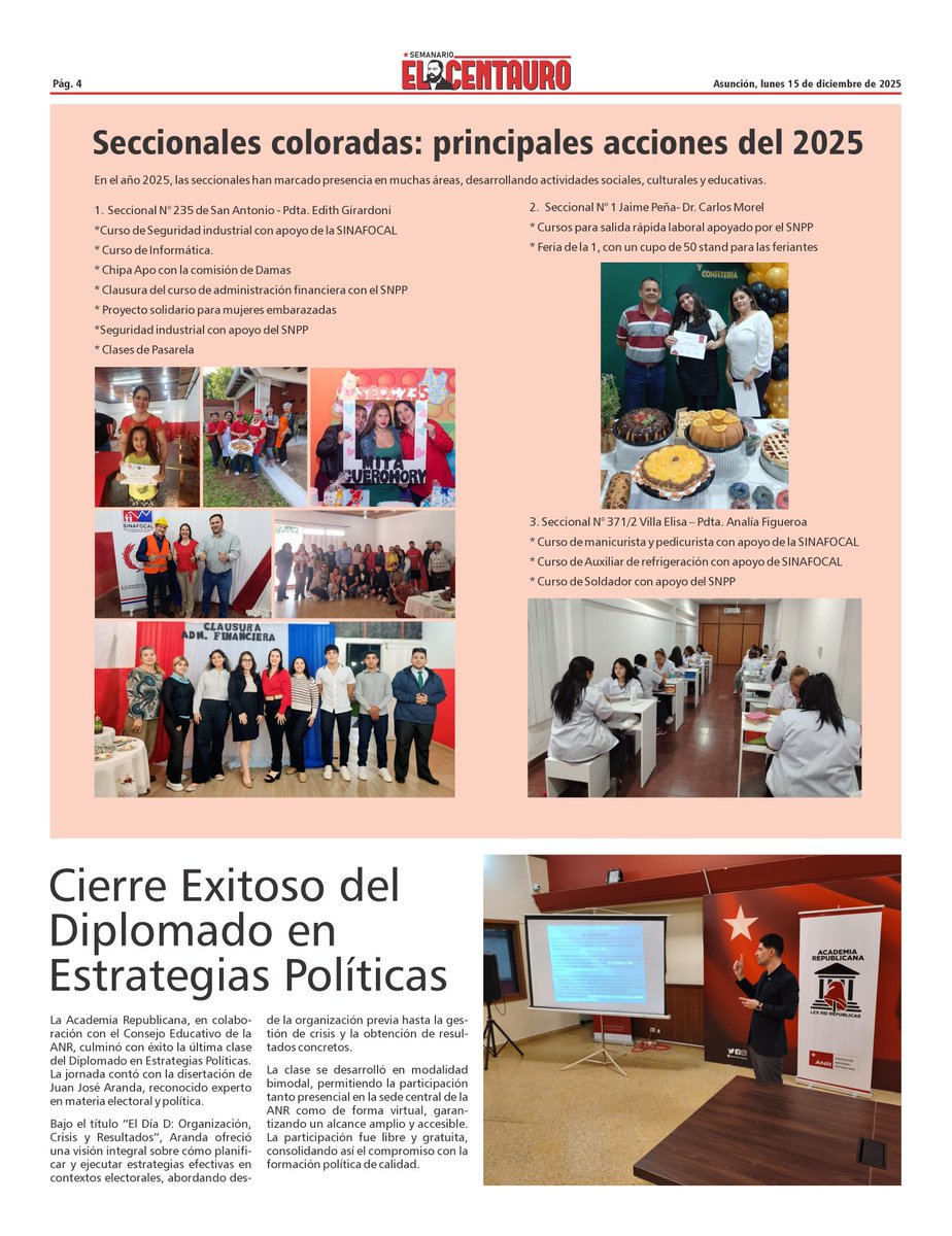 🗞️Semanario oficial de la ANR "El Centauro", edición N° 104. Distribución gratuita.