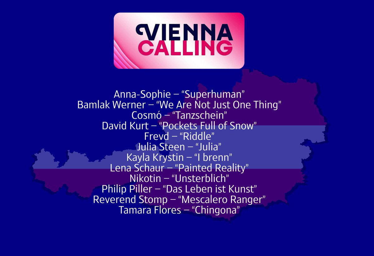 Chi difenderà il titolo conquistato da JJ, il vincitore del 2025 ospite sabato sera a #Eurofesta? ORF, la tv austriaca alla quale compete anche l'organizzazione del prossimo #Eurovision2026, ha annunciato oggi i 12 artisti ammessi a "Vienna Calling – Wer singt für Österreich?"
