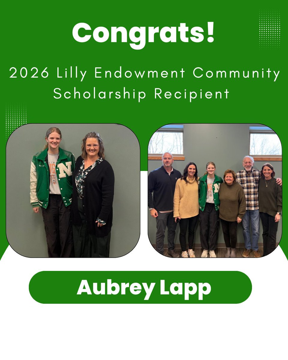 Join us in congratulating Aubrey, the 2026 Lilly Endowment Community Scholarship Recipient 🎉 🎉

Aubrey will be graduating from New Castle High School and plans to attend Purdue University.