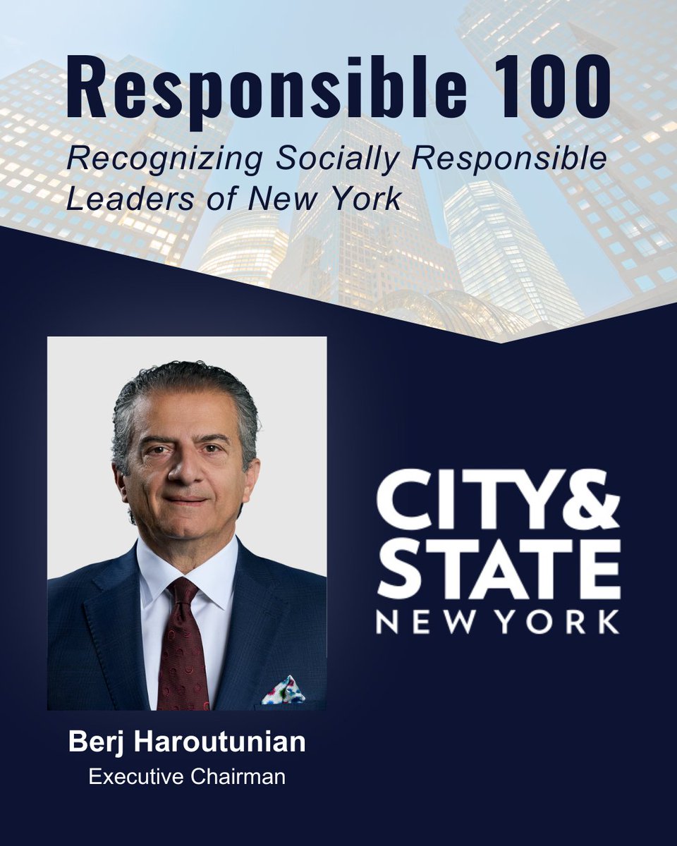 Congratulations to our Executive Chairman Berj Haroutunian for his recognition in City &amp; State New York's Responsible 100!

Berj has done incredible work here, ensuring that the drivers we serve have access to a range of valuable benefits.

#Responsible100 #CityandStateNY